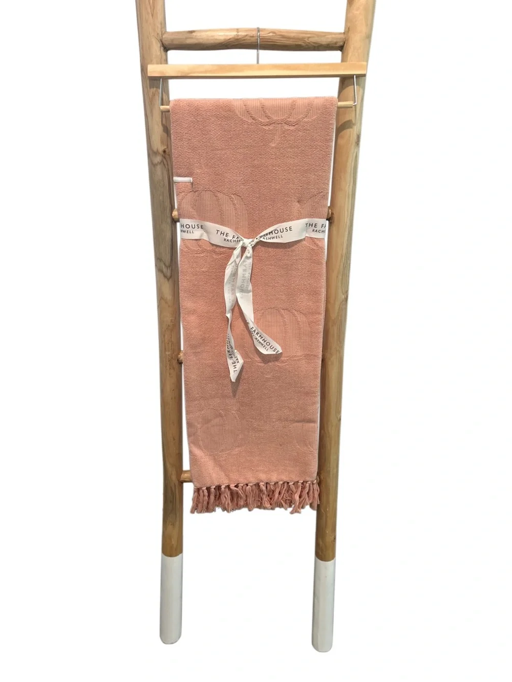 NWT Farmhouse Rachel Ashwell Dusty Rose Pumpkin Knit Fringe Throw Blanket